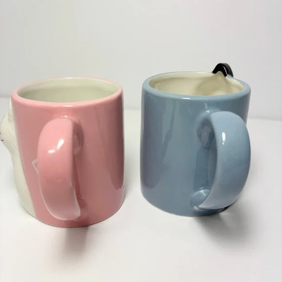 Kiss Cat Coffee Couple Mug Set, Unique Funny Tea Ceramic Cup Set